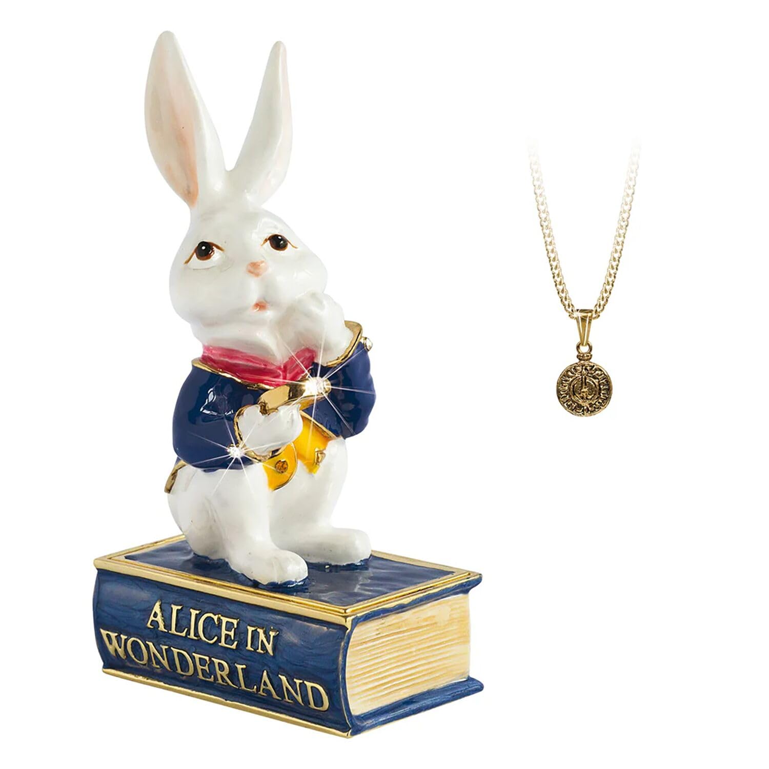 Arora Secrets from Hidden Treasures Alice In Wonderland White Rabbit Trinket Box, Multicolour, One Size