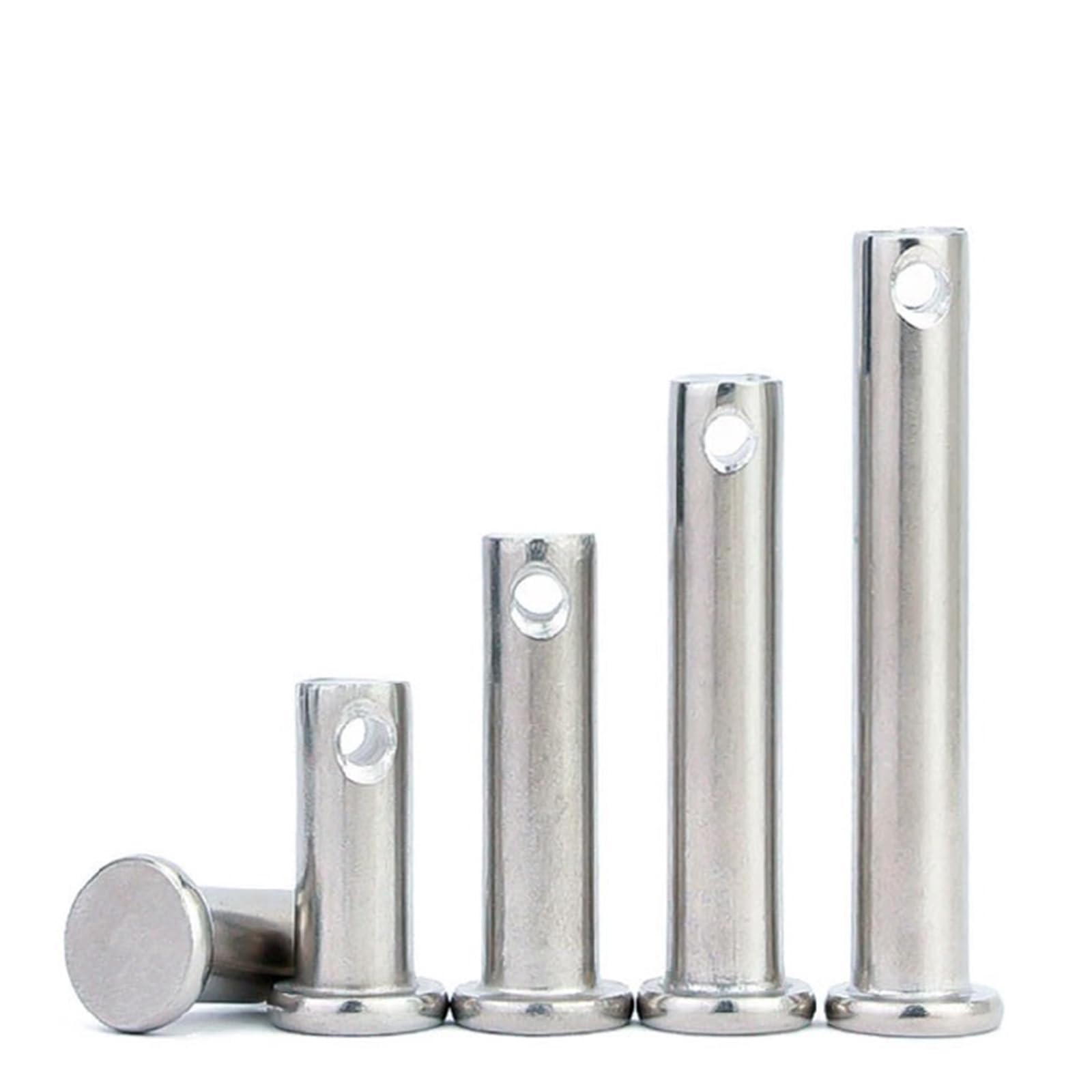 Leliafleury 5Pcs Single Hole Clevis Pins Stainless Steel Flat Head Pin Cylindrical Locating Pins, 10mm x 60mm