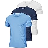 MAGCOMSEN 3 Pack Men's Short Sleeve Quick Dry Shirts Moisture Wicking UPF 50+ Athletic Running Gym Workout Swim T-Shirts