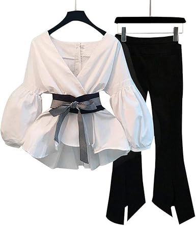white flare pants set