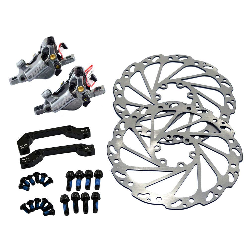Juin Tech M1 Hydraulic MTB E-Bike Disc Brake Set 160mm with Rotor, Front and Rear, Gray, JT1949