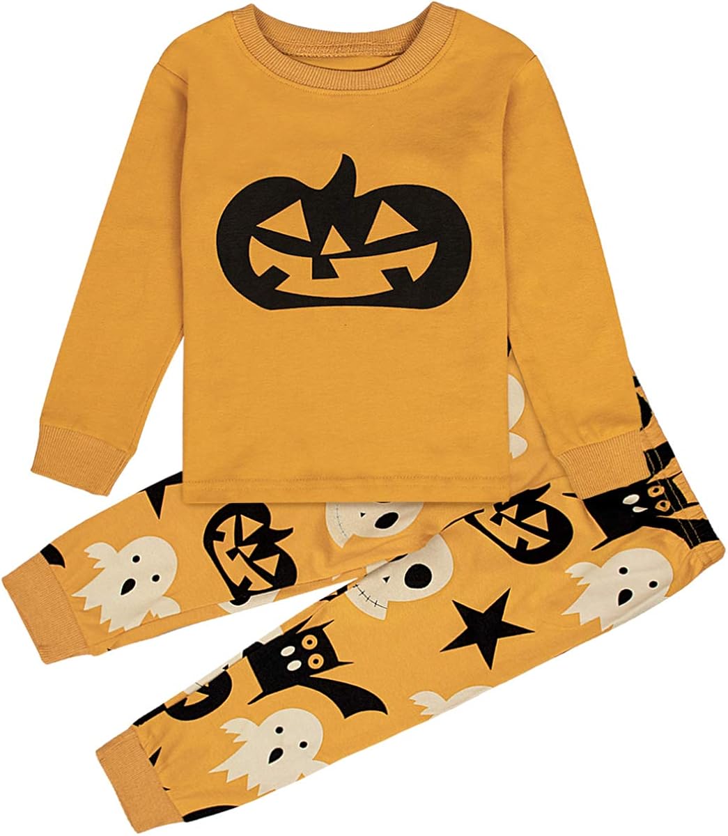 A&J DESIGN Little Boys Halloween Pumpkin Pajamas Sets PJS Sleepwear