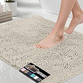 GORILLA GRIP Bath Rug Mat, Thick Soft Absorbent Chenille, Quick Dry Microfiber Mats, Rubber Backing Washable Shower Floor Rugs, US Designed Bathroom Bathmat Home Decor Accessories, 24x17, Ivory