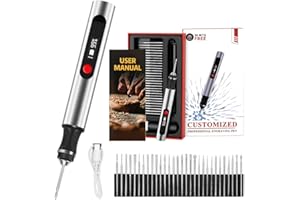 Kaibced Engraving Pen, Ultimate Cordless Engraving Pen for Artists & DIYers - Engrave 60+ Surfaces - Beginner Friendly- 30 Bits & Mastery Guide (Grey)