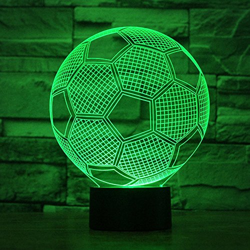3D Soccer Ball Lamp, Optical Illusion Night Light for Room Decor & Baby Nursery, Cool Gifts for Kids, Girls, Boys & Sports Guy, 7 Color Changing Toys with Battery Backup by WANTASTE - Thumbnail 3