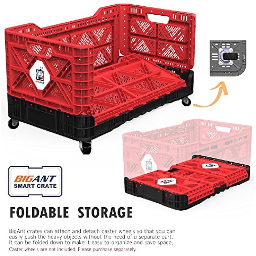BIGANT Heavy Duty Collapsible " Stackable Plastic Milk Crate IP734235