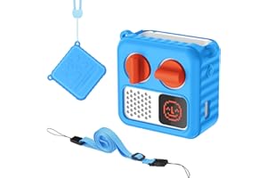 CASEBOT Fintie Silicone Sleeve Case for Yoto Mini Player (2024 Edition), Anti-Slip Protective Skin Cover for Kids Audio Speaker with Wrist Lanyard and Shoulder Strap, for Boys & Girls, Blue