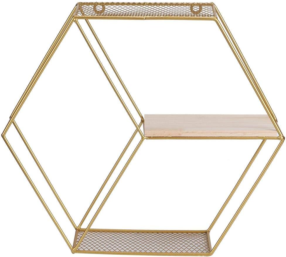 Storage Shelf, Nordic Style Floating Wall Storage Shelf Living Room Display Rack Home Decoration, Black Gold Optional(02)