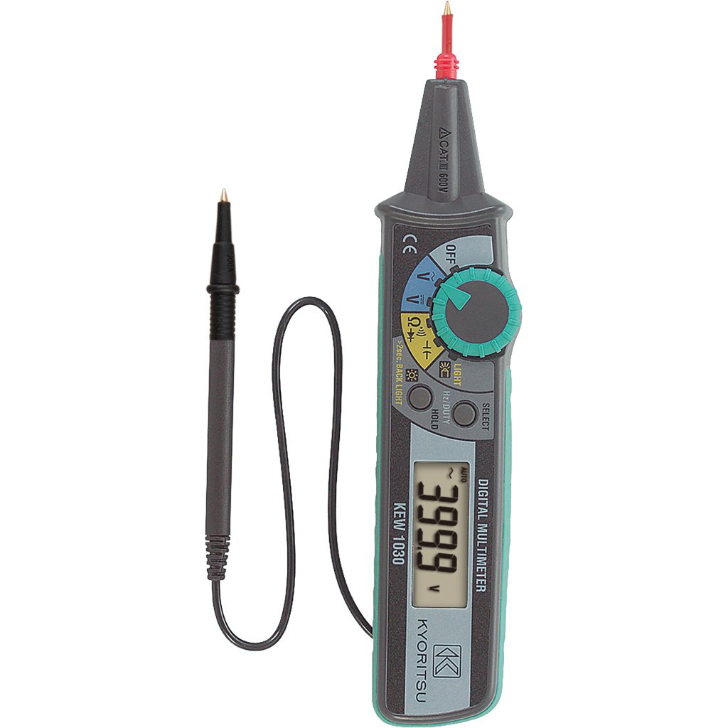 Kyoritsu KEW 1030 Digital Multimeter Pen for AC/DC Voltage, Resistance, Continuity, Bi-Colour Diode, Capacity, Grey