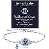 Alissl Evil Eye Bracelets for Women Gold Plated Dainty Chain Zirconia Turquoise Charm Adjustable Protective Lucky Link Bracelet Jewelry for Best Friends Sister Travel Birthday Christmas Valentine Gift