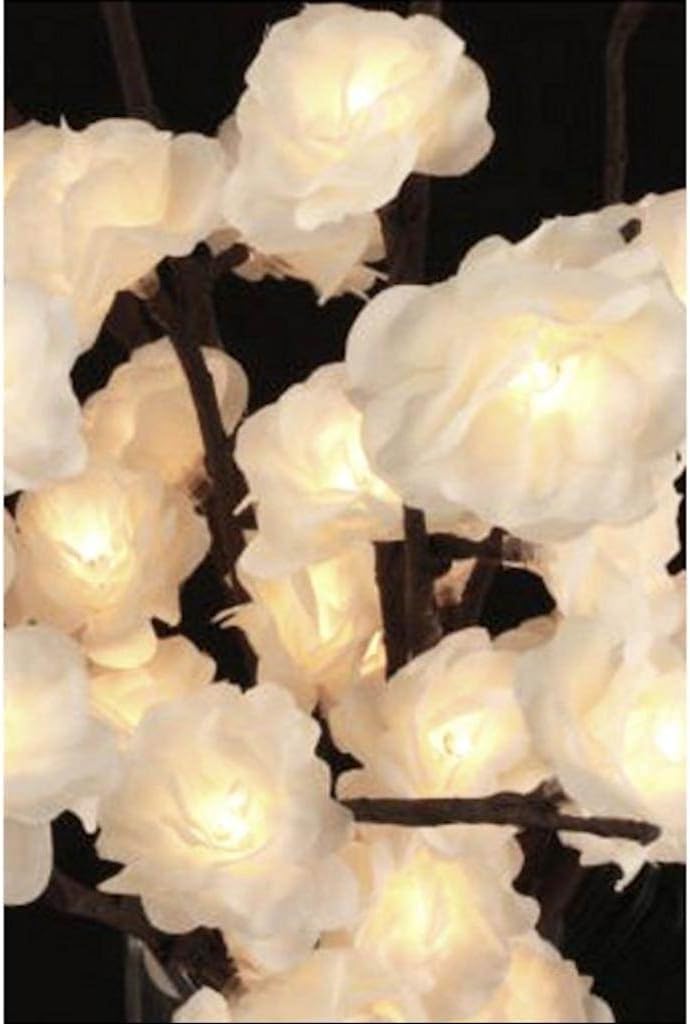Light Garden 01770-184154 60LT LED 20" CREAM MINI ROSE LIGHTED BRANCH Electric Lighted Blossoms and Flowers