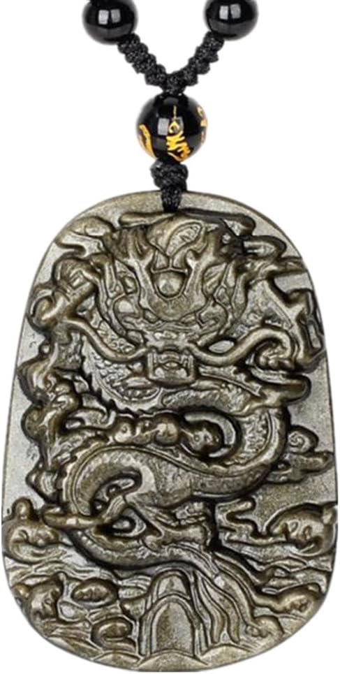 Natural Gold Obsidian mascot dragon amulet
