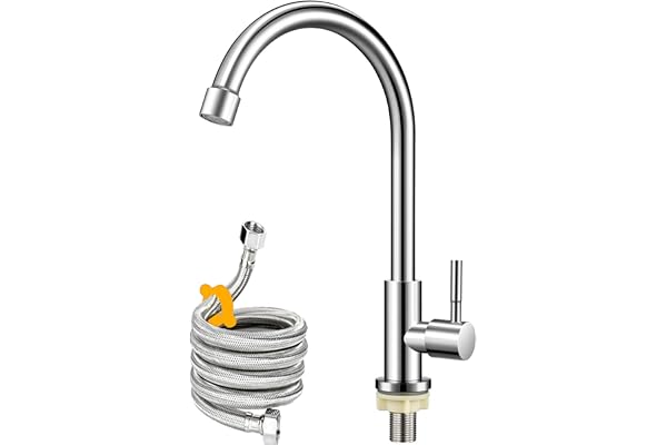 Brushed Nickel Cold Water Only Faucet,SUS304 Stainless Steel Single Handle Single Hole Cold Water Sink Faucet for Kitchen,Out