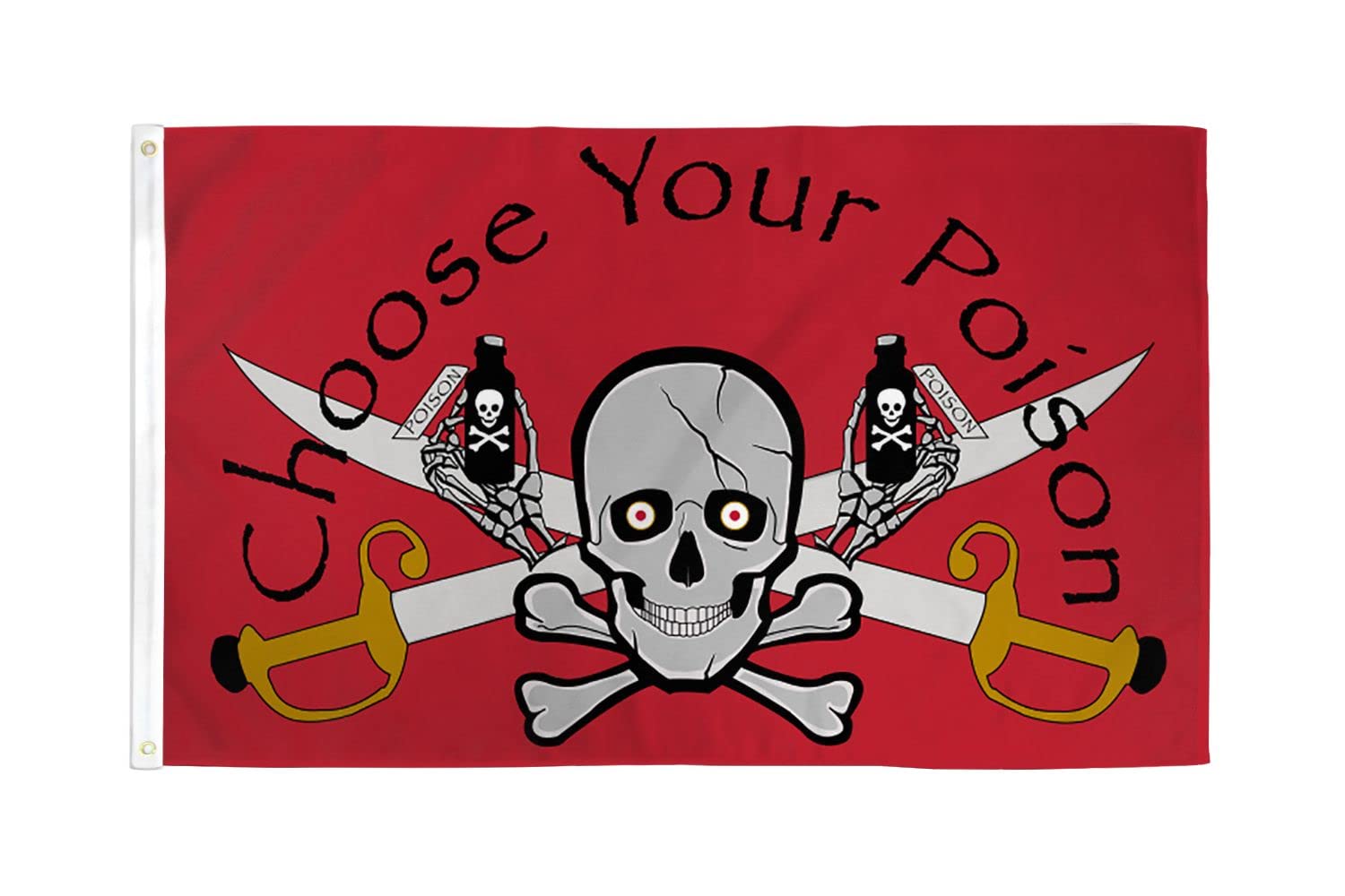 AZ FLAG - Pirate Choose Your Poison Flag - 3x5 Ft - 100D Polyester Skull Pirates Banner with Two Metal Grommets - Fade Resistant - Vivid Colors - 3' x 5' Feet - 150x90 Cm