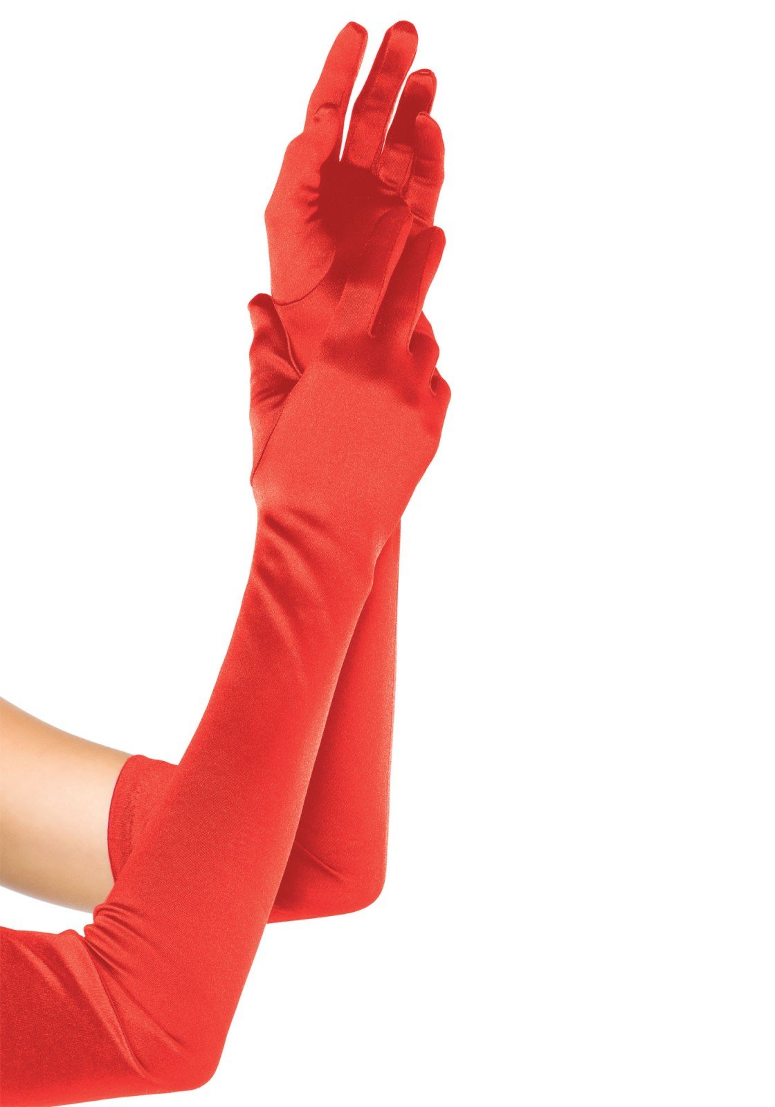 Leg Avenue - Extra long satin gloves. - One Size - Red - 16B
