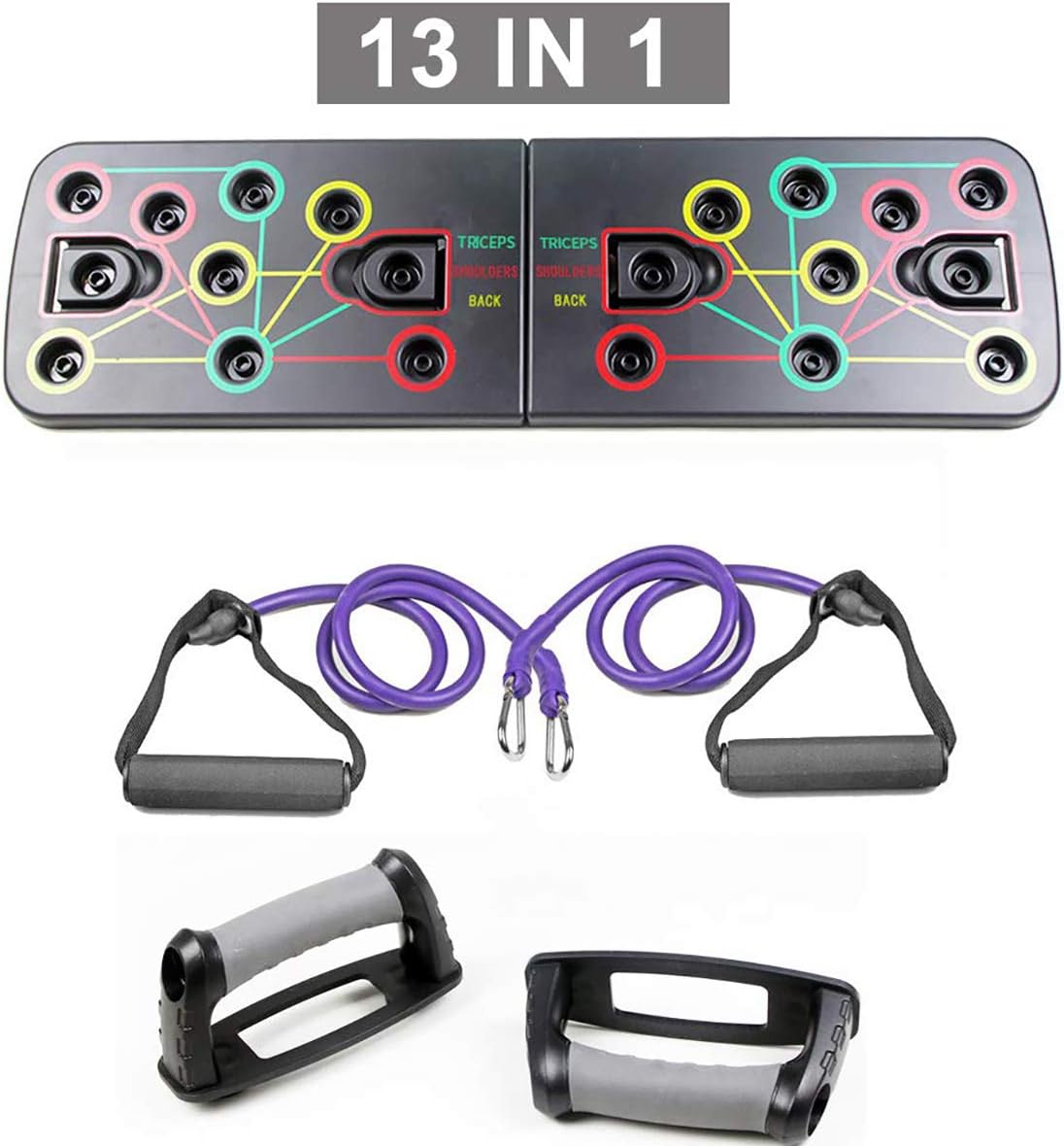 Godoboo 13 in 1 Push Up Rack Board Foldable Body Building Rack Train Gym Fitness System Workout Exercise Stands for Gym Home Training Exercise