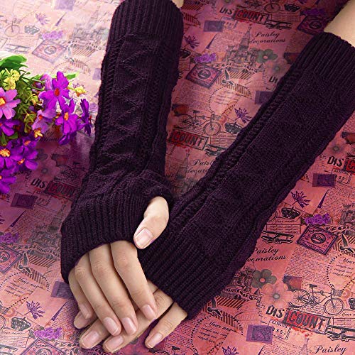Clearance! Teresamoon Women Winter Wrist Arm Warmer Knitted Keyboard Long Fingerless Gloves Mitten