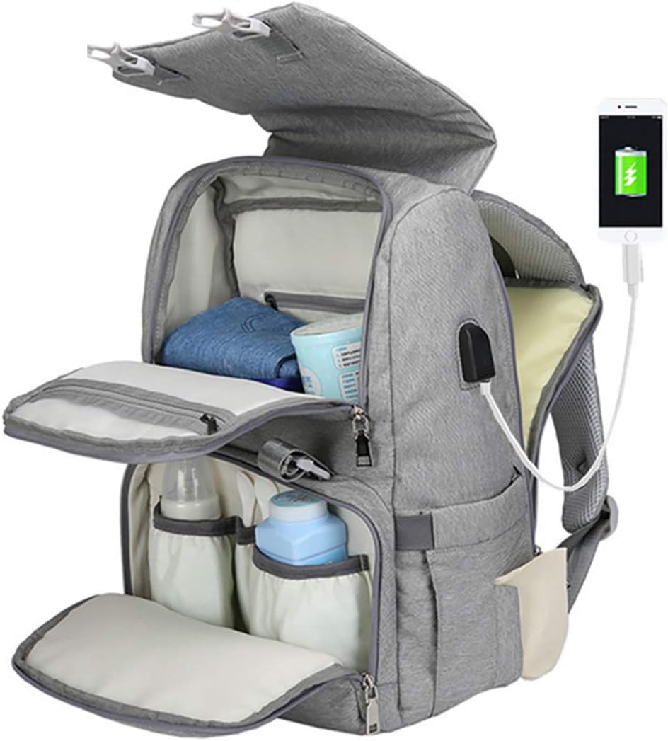COCOCKA Diaper Bag Backpack with Changing Pad,USB Charging Port &Stoller Straps
