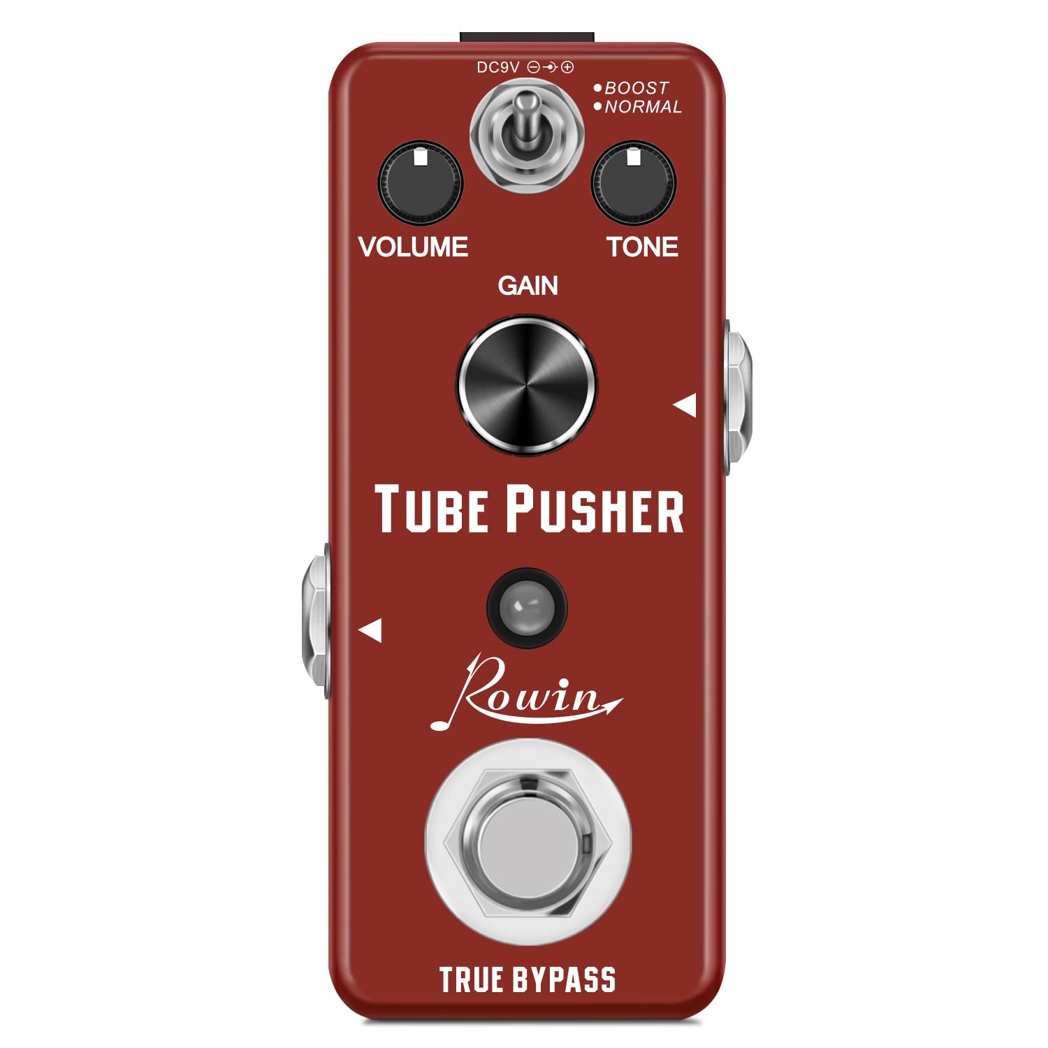 Rowin Tube Pusher Guitar Pedal Valve Combo Simulator Pedal with Boost and Normal Modes for Electric Guitar Bass True Bypass LEF-328