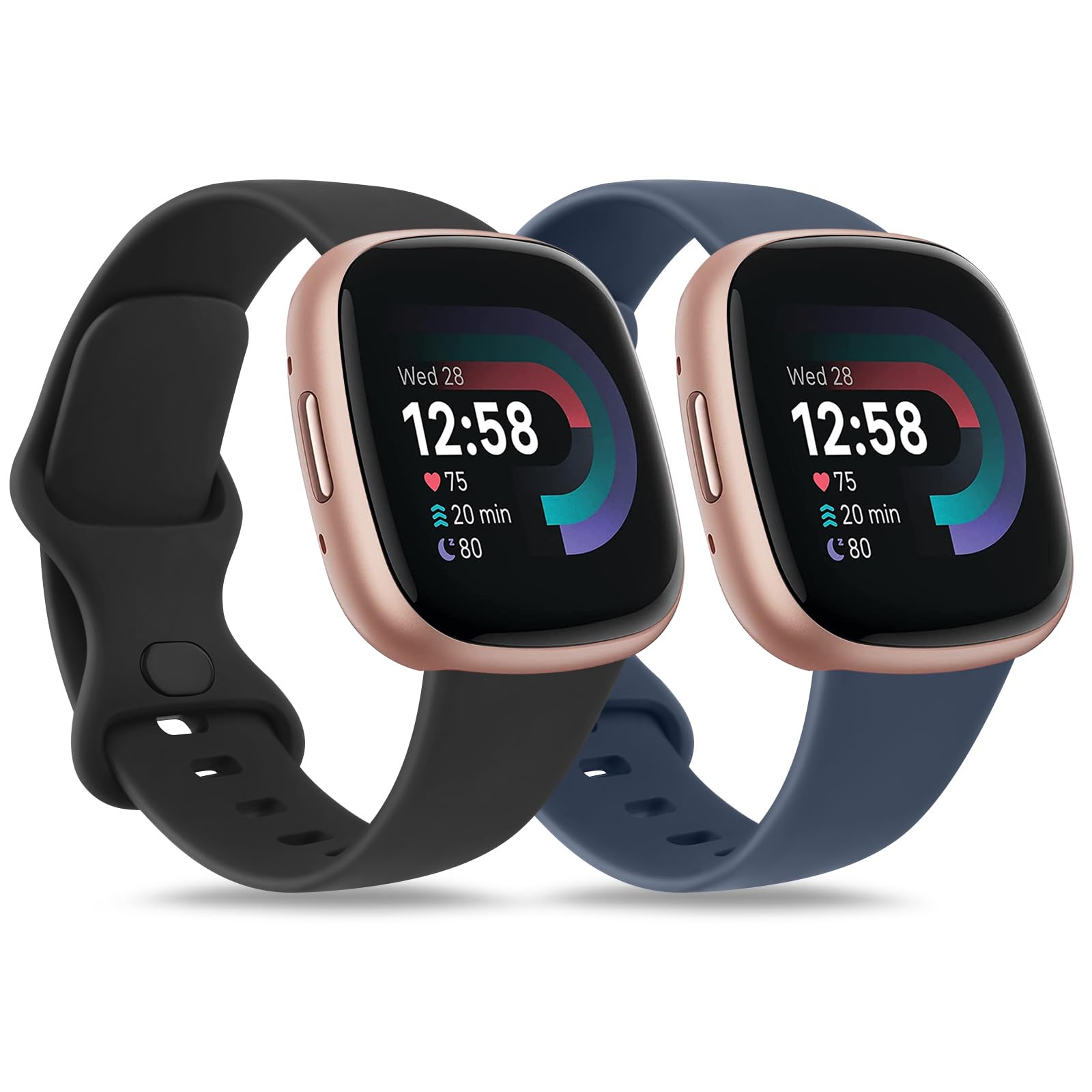 AK Straps for Fitbit Sense 2/Fitbit Sense/Fitbit Versa 4/Fitbit Versa 3 Straps for Women Men,Silicone Sport Classic Soft Replacement Straps Compatible with Fitbit Versa 3/Versa 4/Sense 2(Pack E,L)