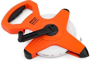 DIFFLIFE Open Reel Measure Tape Measuring Reel,165-Feet-50M by 1/2 Inch, 3X Speed Double-Coated Fiberglass Tape Measure with Metal Spike, Athletic Field, Long Jump Measuring Tape Reels (165FT)