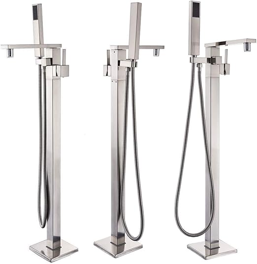 Rozin Brushed Nickel Bathtub Faucet Led Light Spout Floor Mounted