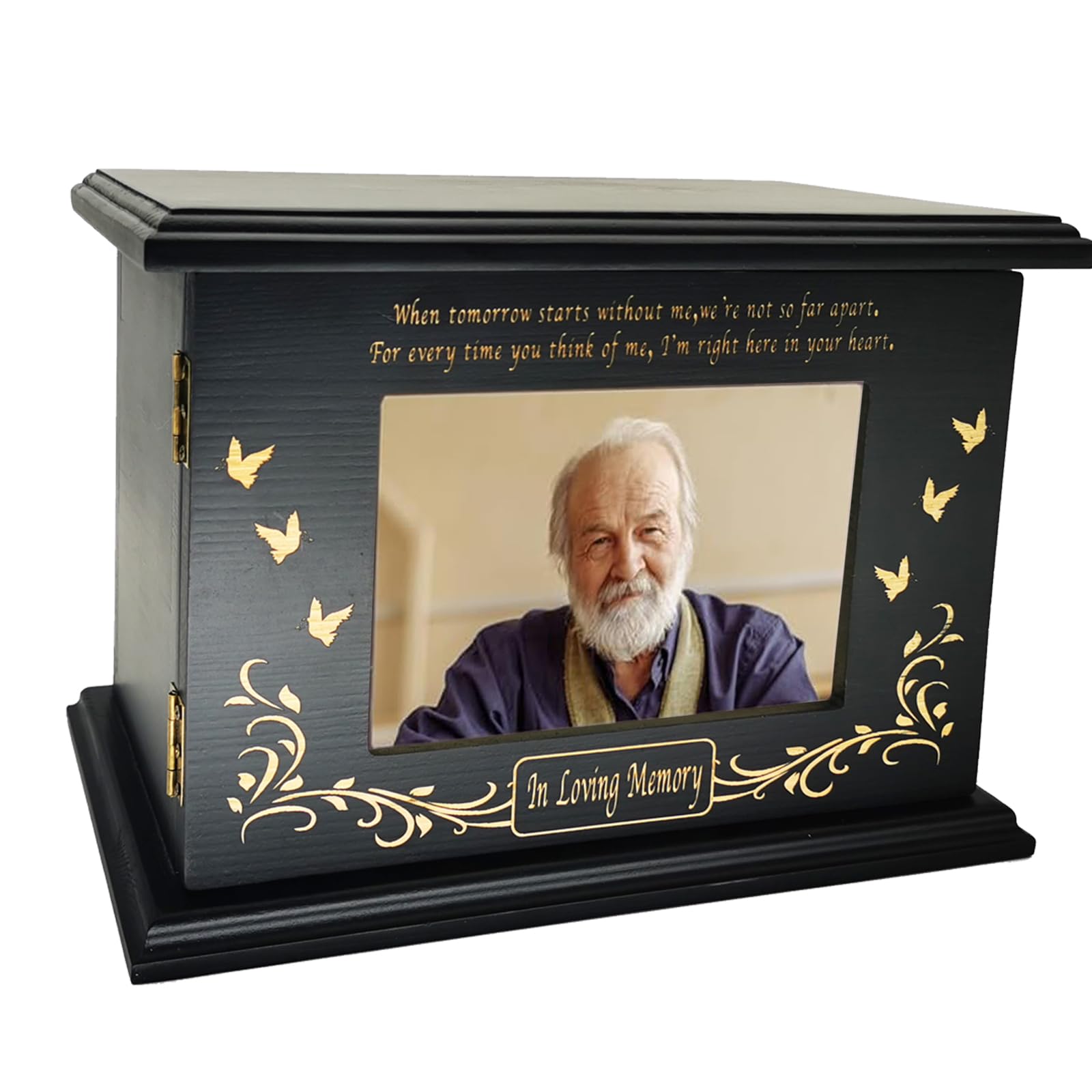Photo 1 of Cremation Memorial Urns for Human Ashes Adult Male Female, Wooden Picture Frame Urns Box and Casket for Ashes Men Women Child, Burial Funeral Urns for Ashes, Holds Up to 270 LBS (Black Night)