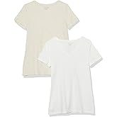 Amazon Essentials Women's Regular-Fit Short-Sleeve T-Shirt (Crewneck and V-Neck Options), Multipacks