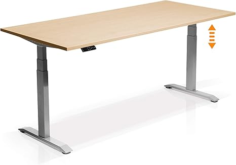 Moebel Eins Elektrisch Hohenverstellbarer Schreibtisch Office One Mit Memory Steuerung Und Softstart Stop Material Tischplatte Dekorspanplatte 120x80 Cm Ahornfarbig Grau Amazon De Kuche Haushalt
