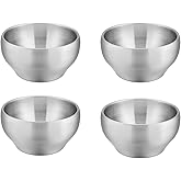 Bowls for Kids Toddlers E-far Double-Deck SUS304 Stainless Steel Bowls for Baby Children Healthy & Matte Finish Insulated & S