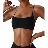 Comper Women's Sports Bras Wirefree Racerback Workout Bras Sexy Thin Straps Yoga Sport Bras with Removable Pads