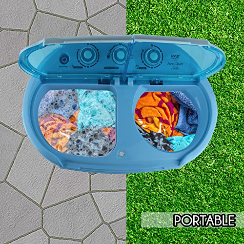 Pyle Portable Washer & Spin Dryer, Mini Washing Machine, Twin Tubs