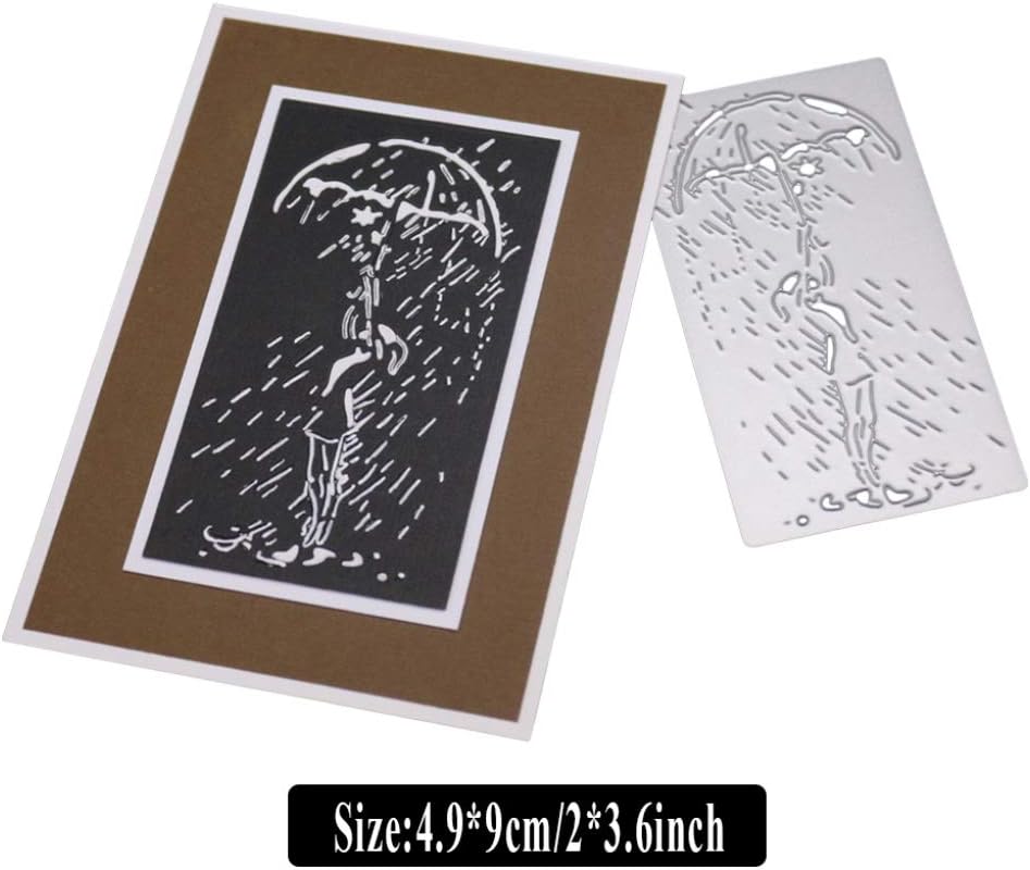 Girl in The Rain Cutting Dies, YESSKO Metal Die Cut Stencil Pattern Template Mould for Card Making DIY Embossing Scrapbooking Paper Birthday Festival Decor New