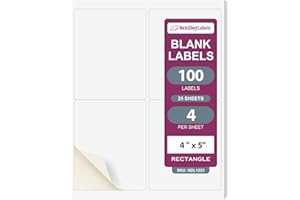 NextDayLabels - Laser/Ink Jet White Labels (4 x 5-4 Per Page | 100 Labels)