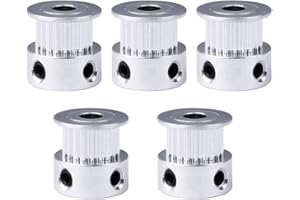 SAIPOR Saiper GT2 20 Teeth 5mm Bore Timing Pulley Aluminum Synchronous Wheel for 6mm Belt, Compatible with RepRap 3D Printer Prusa i3 (5pcs)