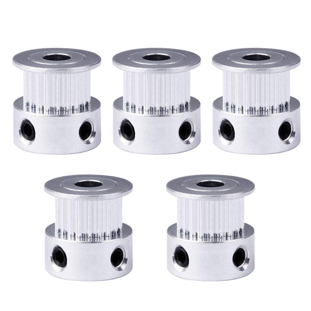 Saipor GT2 20 Teeth 5mm Bore Timing Pulley Aluminum Synchronous Wheel for 6mm Belt, Compatible with RepRap 3D Printer Prusa i3 (5pcs)