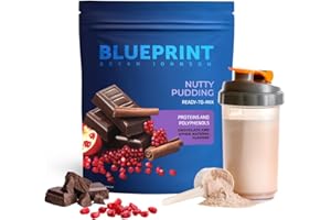 Blueprint Bryan Johnson Longevity Protein Nutty Pudding - 26g Plant Protein, Non Dairy, 100% Pure Cocoa Powder - Grape Seed Extract - 7.5% Flavanols - Heavy Metal Tested - Vegan, Keto (30 Servings)