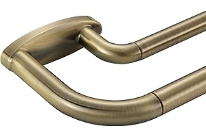 MAYRHYME Double Curtain Rods Antique Bronze,Room Darkening Drapery Rod for 48-84 Inches,Adjustable 3/4 Inches Front and 5/8 Inches Back Quality Metal Rod for Window,Wrap Around Design