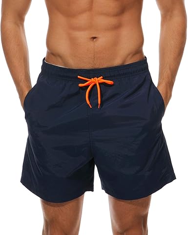 mens navy blue swim trunks