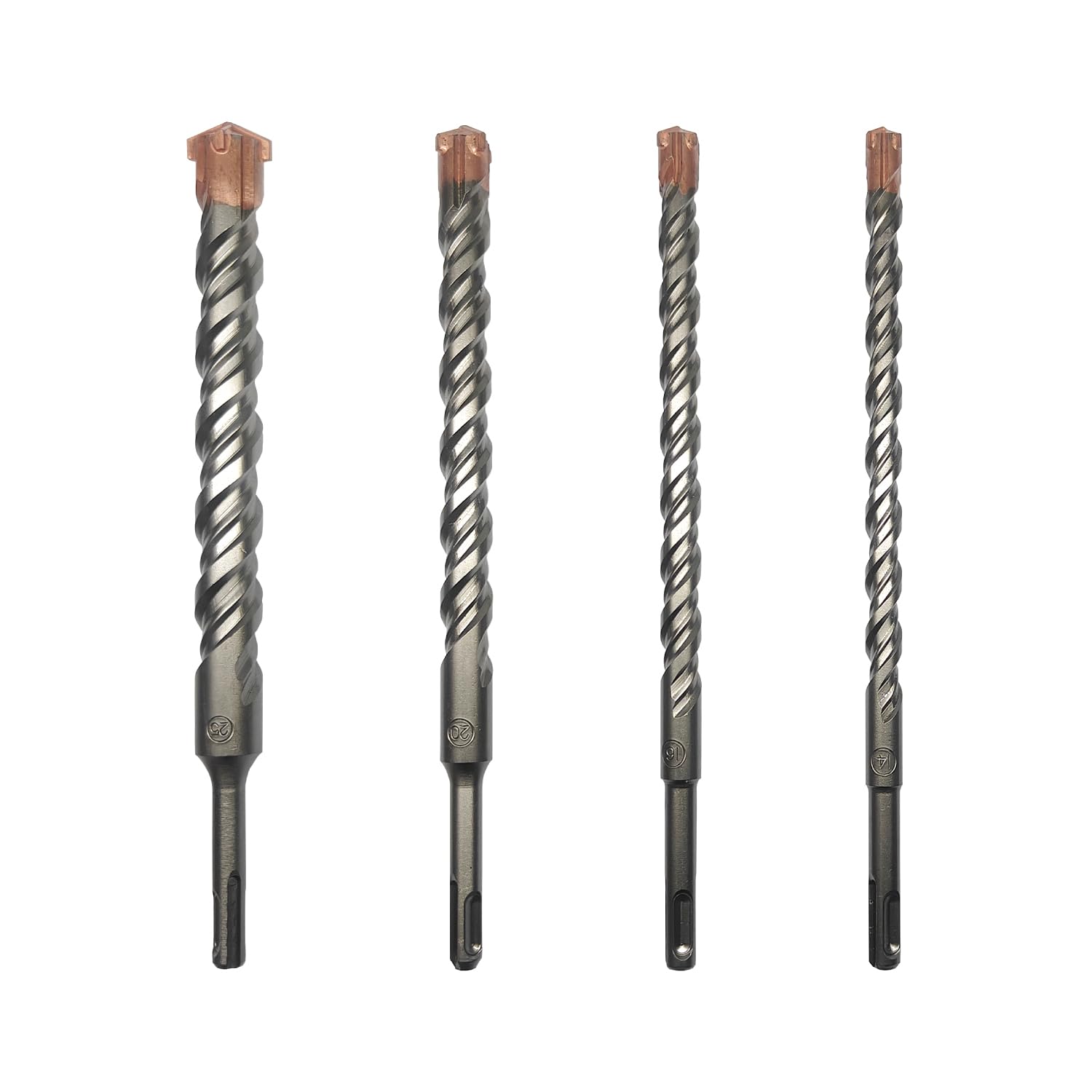 CAVATINY 4-Piece SDS Plus Drill Bit Set - SDS Hammer Drill Bit for Concrete, Brick, Cement, Stone with 4 Cutting Edges - Includes Sizes 14, 16, 20, 25 mm - SDS Plus Shank Suitable for Hammer Drills