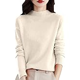 Cashmere Sweaters for Women Lightweight Turtleneck Sweater Soft Cozy Ribbed Knit Long Sleeve Pullover Tops