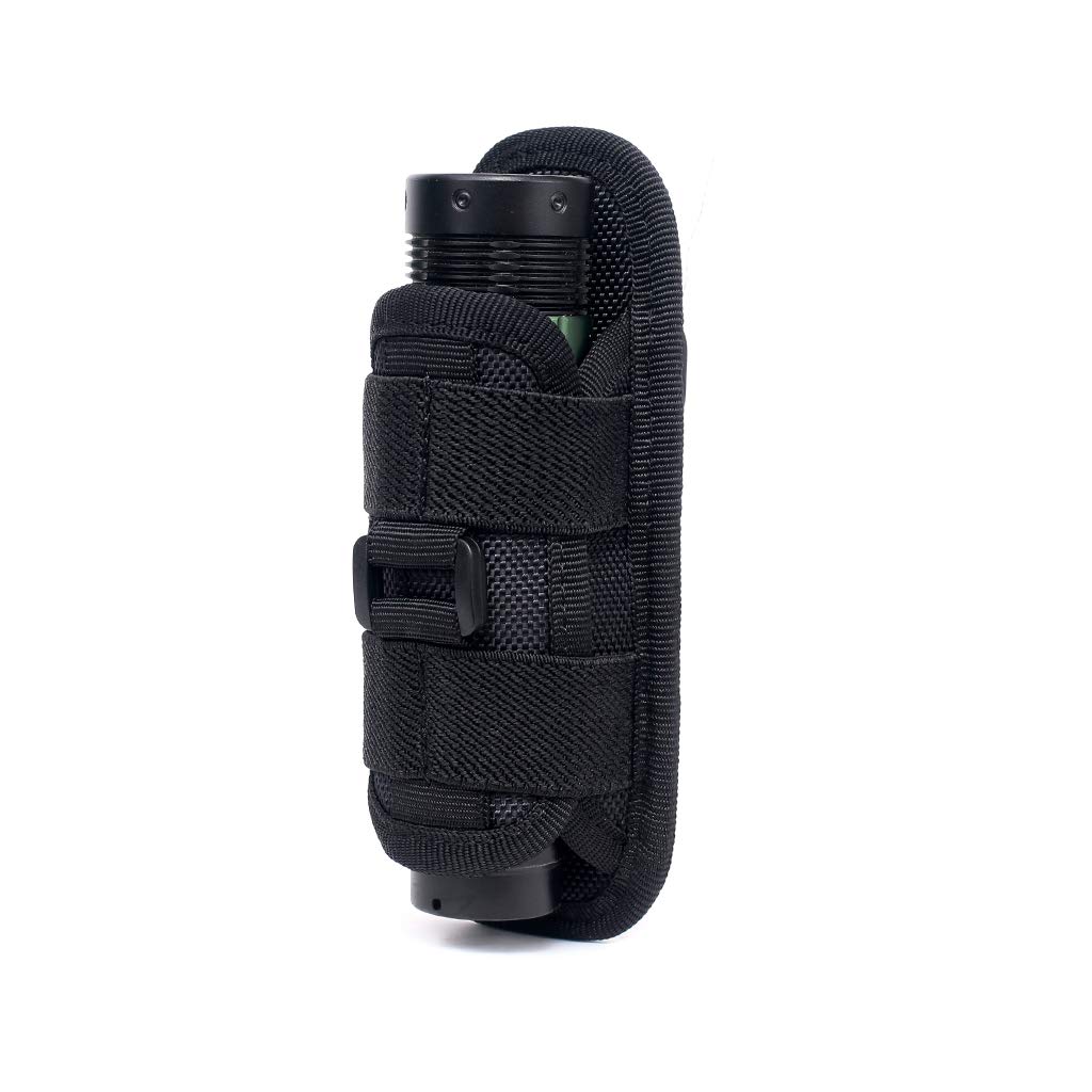 WYNEX Tactical Flashlight Pouch Holster, Rotatable Flashlight Holder Belt Clip Tactical Torch Carry Case with 360 Degree Carabiner Reel Clip