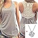 Lookatool Women Summer Lace Vest Top Short Sleeve Blouse Tank Tops T-Shirt (M, Gray)