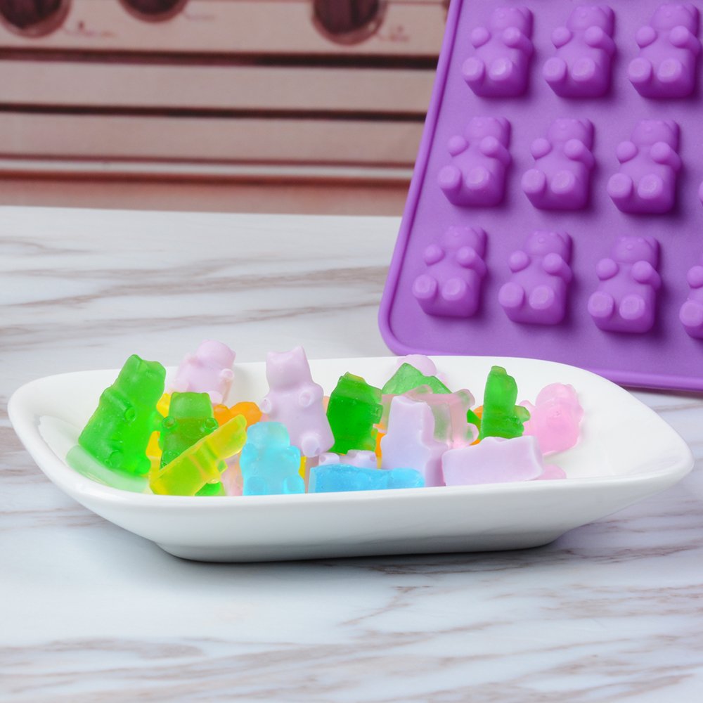Gummy Molds Bear Candy Silicone - Mini Size Chocolate Gummy Molds with 2 Droppers Nonstick Food Grade Silicone Pack of 4
