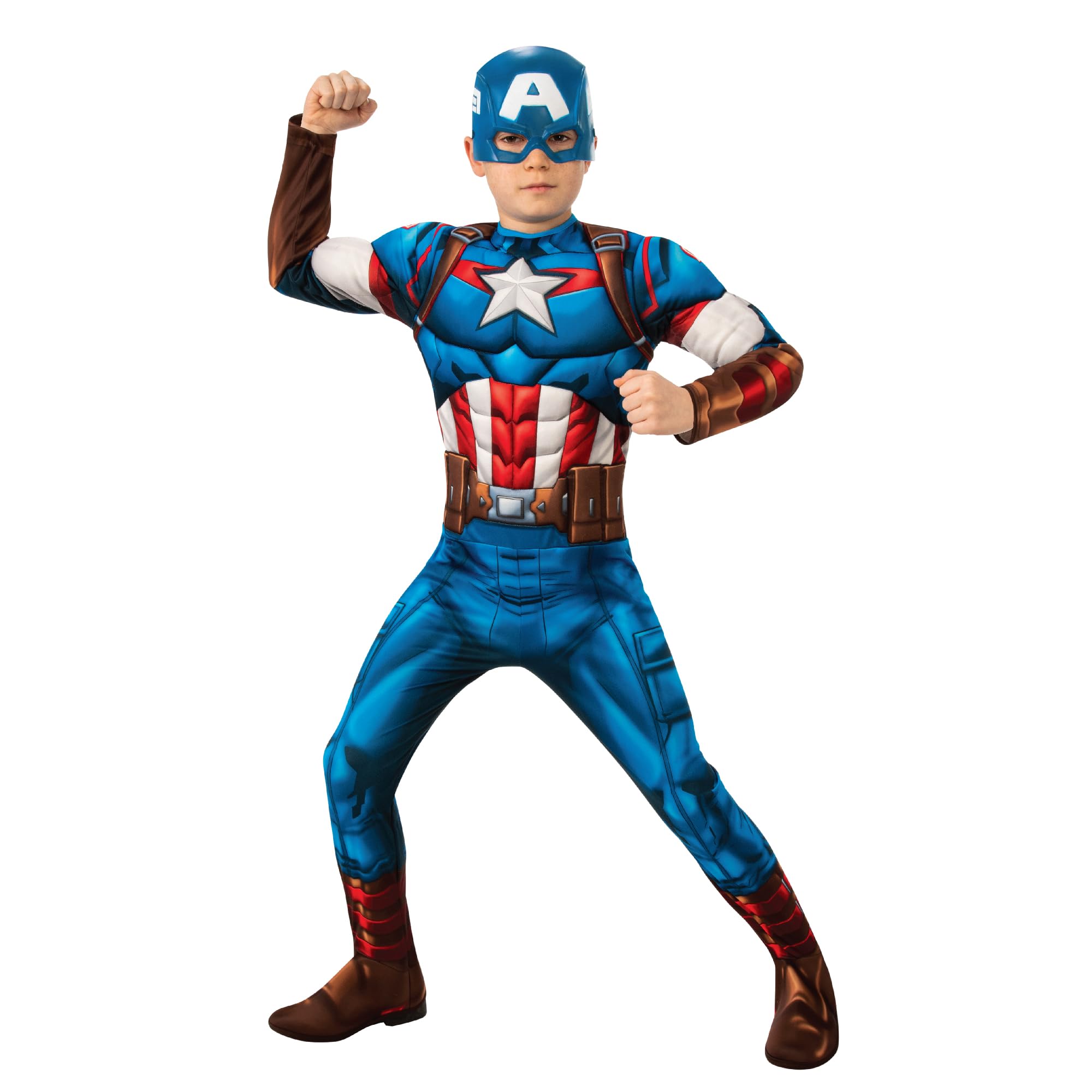 Rubies 301730M Captain America Kids Fancy Dress, Boys, Multi, 9-10 Years Halloween
