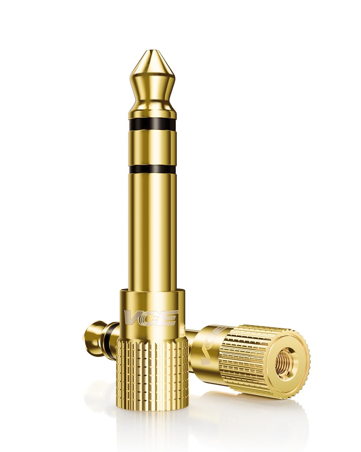 VCE 6.35mm (1/4 inch) Male to 3.5mm (1/8 inch) Female Stereo Audio Jack Adapter for Aux Cable, Guitar Amplifier, Headphone, 2 Pack