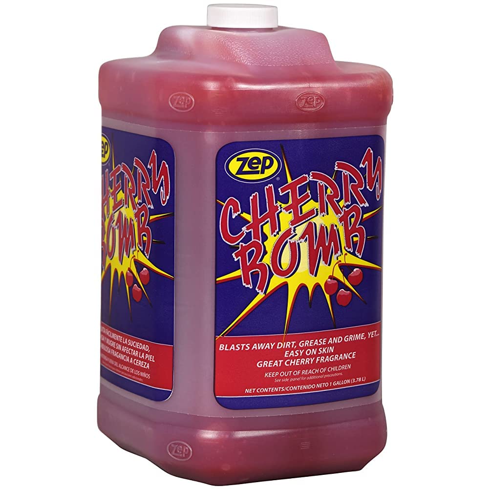 Zep Cherry Bomb Industrial Hand Cleaner Gel with Pumice - 1 Gal (Case of 4) - 1049525 - Heavy-Duty Shop Grade Formula, Four Pumps Included