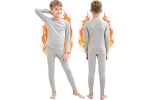 HEROBIKER Thermal Underwear Boys Ultra Soft Fleece Lined Kids Thermals Long Johns Top Bottom Warm Set for Winter Skiing