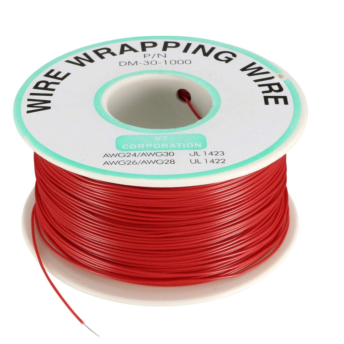 uxcell OK Wire Tin Plated Copper Cord Wire Wrapping P/N DM-30-1000 30 AWG 650ft Length Red