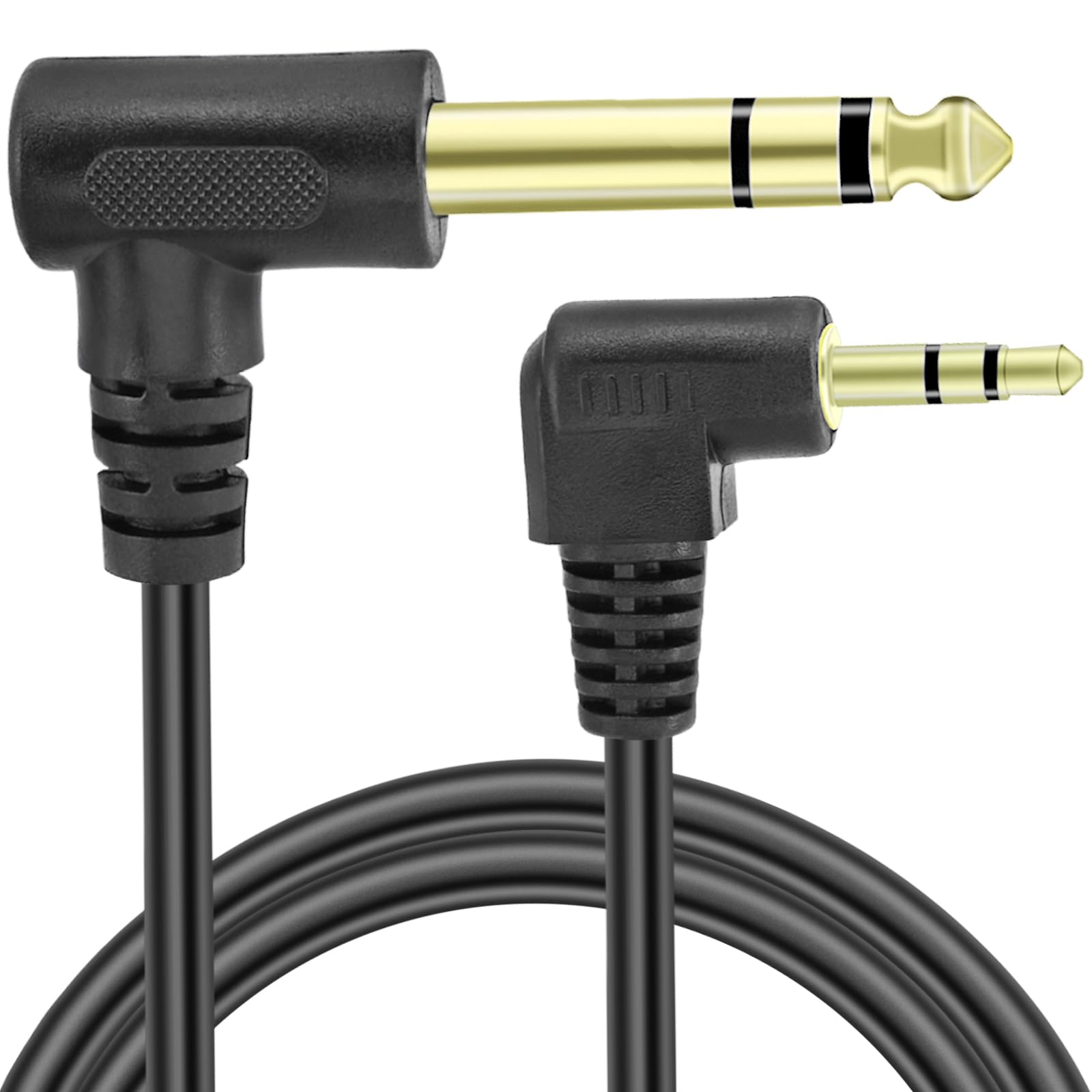 Photo 1 of 1/4" Male to 1/8" Male TRS Stereo Audio Cable,BENACES Right Angled 3.5mm to 6.35mm Stereo Jack Plug Audio Cord,1/4 Inch to 1/8 Inch Audio Adapter for Guitars,Laptops,Speakers and Amplifiers (1.8M/6Ft)